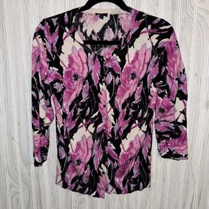 Talbots Pink and Black Graphic Sweater